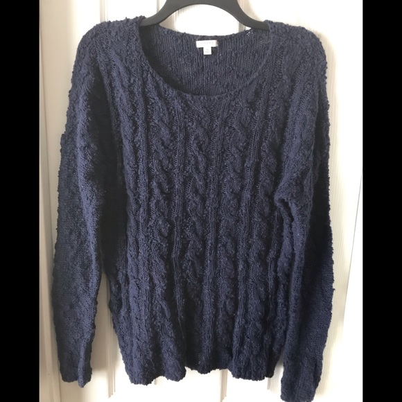 BLUE LOOSE KNIT PULLOVER SWEATER SZ SMALL OVERSIZE